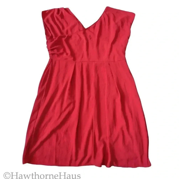 CITY CHIC NWT Faux Wrap Surplice Sheath Dress Size 24 XXL Lust Red V-Neck - Picture 7 of 12